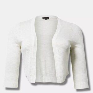 TORRID 3/4 Sleeve Cropped Sweater Shrug tissue weight 1X NWOT